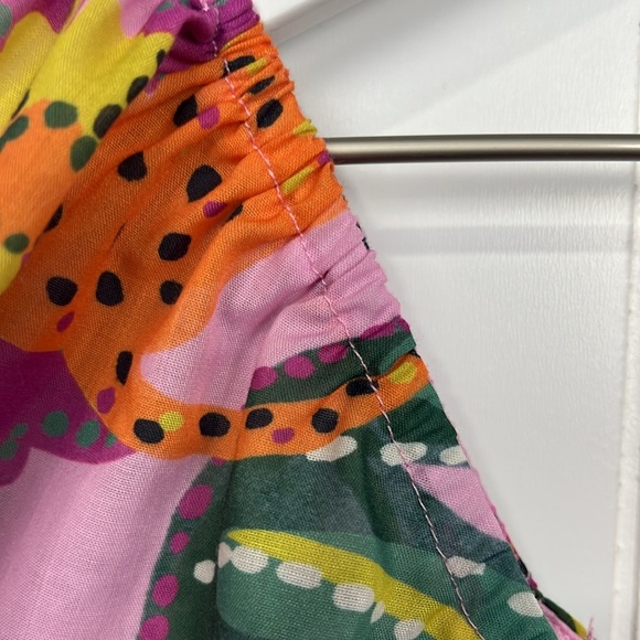 Crystal Sky Womens Mini Dress M Pink Orange Puffy Sleeves Zip Back Tie Sash EUC - Picture 13 of 16